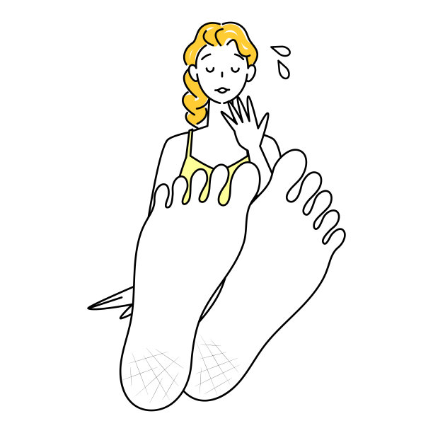 皮肤护理：可爱的女人，脚后跟干裂，悲伤的脚底向上插图矢量图。一位可爱的女人因为脚后跟干燥和破裂而感到悲伤。脚底特写。插图。矢量图图片下载