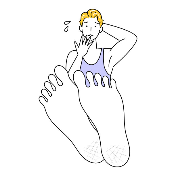 皮肤护理可爱的男人与干裂的脚跟和悲伤的鞋底上插图向量皮肤护理。一个可爱的男人因为脚后跟干裂而伤心。鞋底的特写。插图。Vecto图片下载