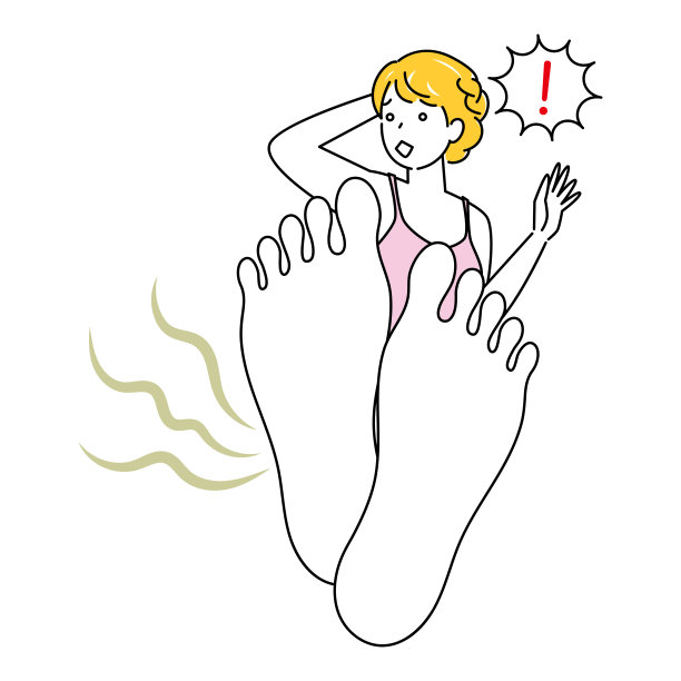 皮肤护理可爱的女人谁是惊讶和悲伤她的脚闻起来插图矢量皮肤护理。一个漂亮的女人被自己脚上的气味震惊和悲伤。盘腿而坐。插图。向量。图片下载