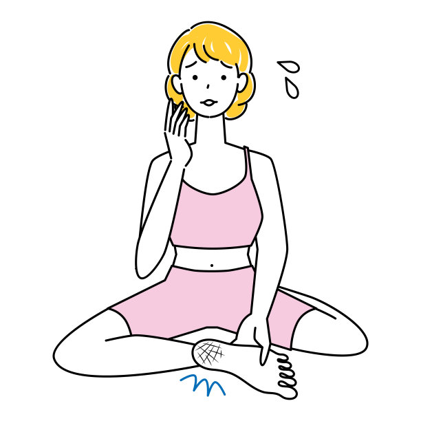 皮肤护理：脚后跟干裂的可爱女人悲伤的插图图片下载