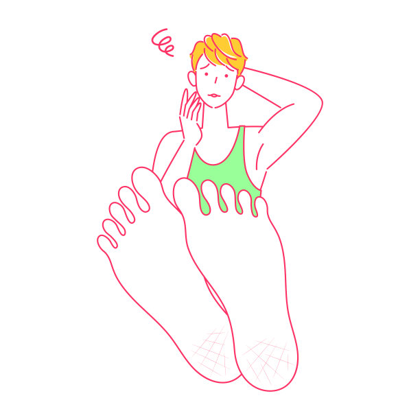 皮肤护理：脚后跟干裂的可爱男人插画图片下载