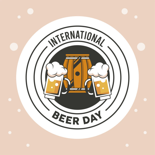 啤酒日的标志与桶图片下载