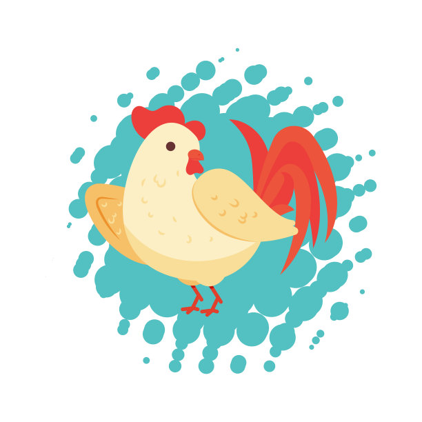 孤立的白色公鸡红色的头五颜六色图片下载