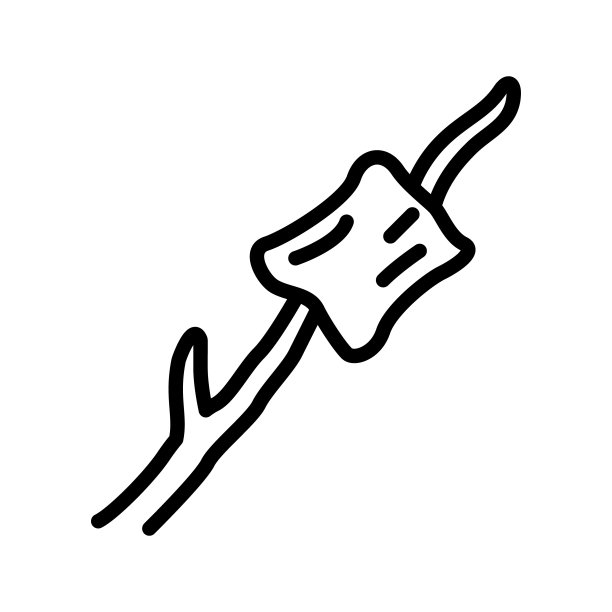 棉花糖行图标。棉花糖烤在木棍上简单的矢量插图。概要标志的移动概念和网页设计，商店，标志图片下载