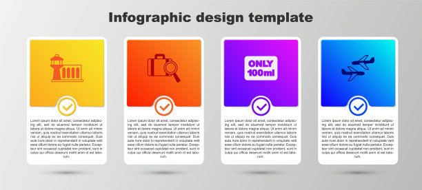 设置机场管制塔台，行李遗失，行李内液体和飞机。业务信息模板。向量图片下载