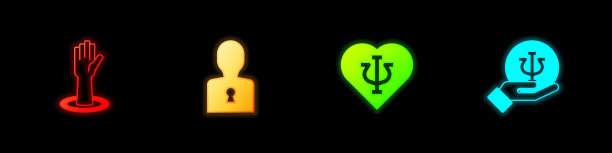 设置帮助之手，解决问题，心理学，Psi和图标。向量图片下载