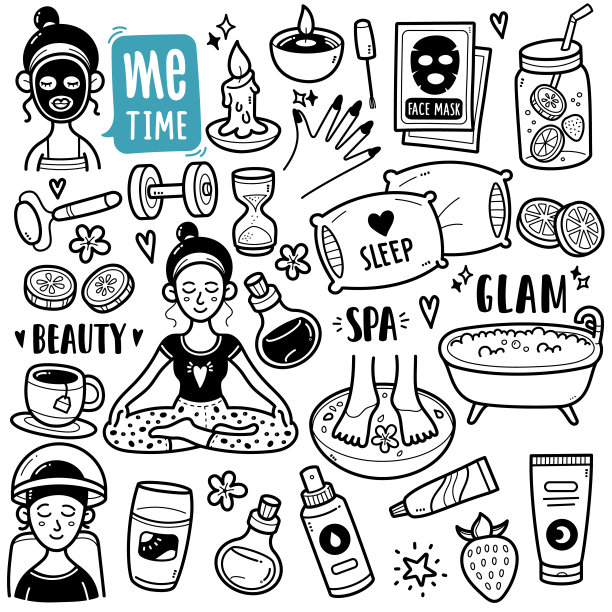 Me Time (Health and Care)涂鸦插画图片下载