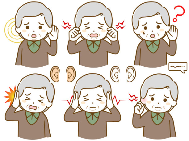 患有耳疾的肥胖老人图片下载