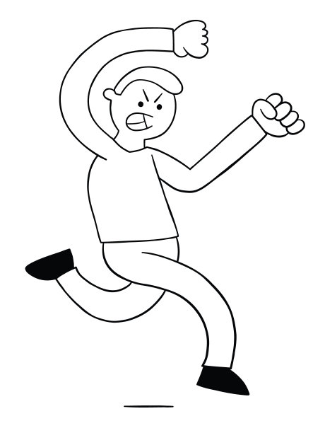 卡通人非常生气和追逐，矢量插图图片下载