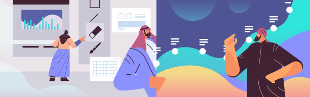 阿拉伯设计师团队创造网站用户界面平面设计UI创意服务理念水平图片下载