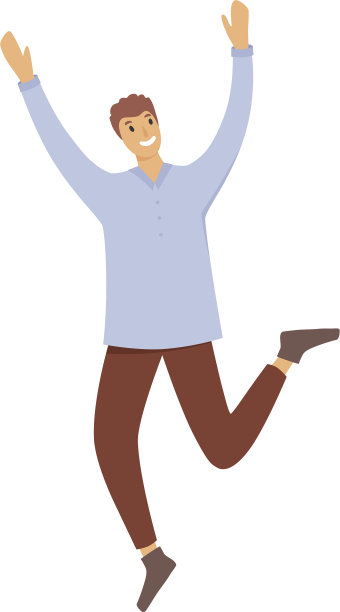 快乐跳跃的卡通男孩图标风格图片下载