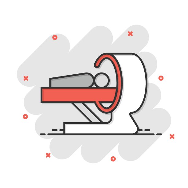 放射学图标在平面风格。断层摄影矢量插图上的白色孤立背景。Mri扫描仪的经营理念。图片下载