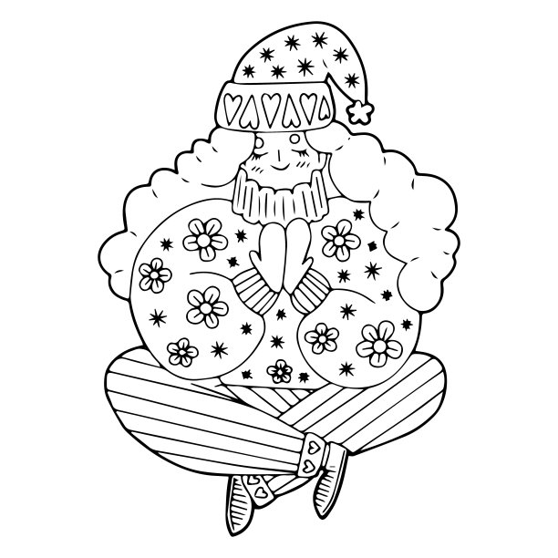 单一设计元素-卡通女孩在圣诞节祈祷图片下载