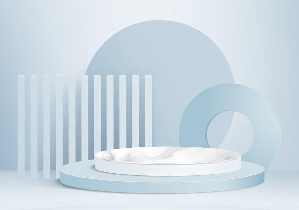 3d背景产品最小的讲台场景与几何平台。背景矢量3d与讲台。展示化妆品。舞台展示台座上的现代工作室蓝色蜡笔图片下载
