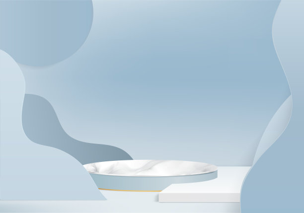 3d背景产品最小的平台场景与几何平台。背景矢量3d与讲台。站着展示化妆品。舞台展示基座上的现代工作室蓝色粉彩图片下载