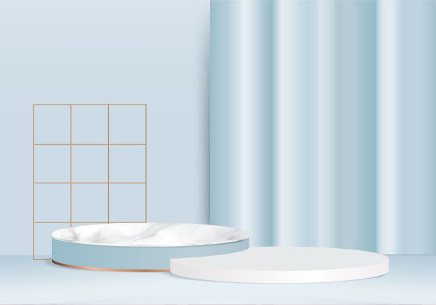 3d背景产品最小的讲台场景与几何平台。背景矢量3d与讲台。展示化妆品。舞台展示台座上的现代工作室蓝色蜡笔图片下载
