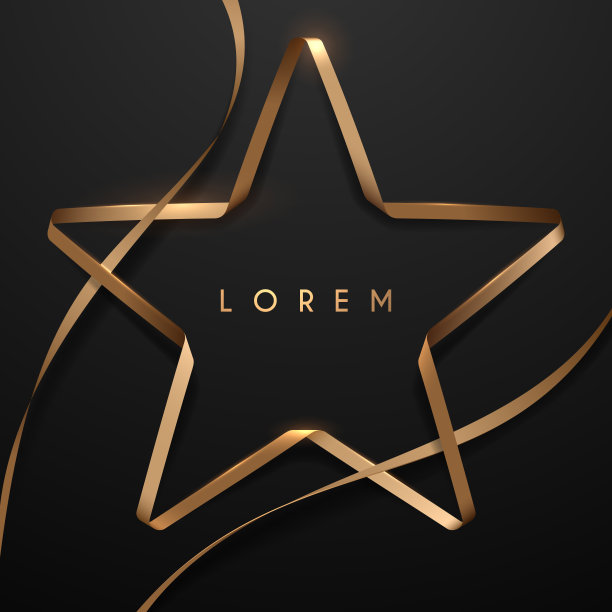 黑色背景上的星星形状的金色丝带图片下载