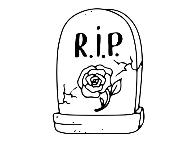 墓碑上。墓地的纪念碑是万圣节的装饰元素之一。着色。悲观的涂鸦。矢量插图孤立在白色背景图片下载