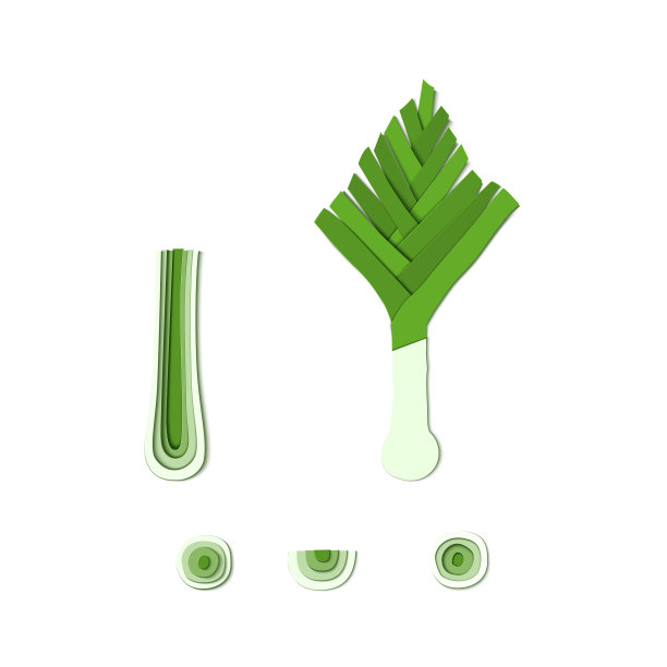 集青葱剪纸风格折纸图片下载