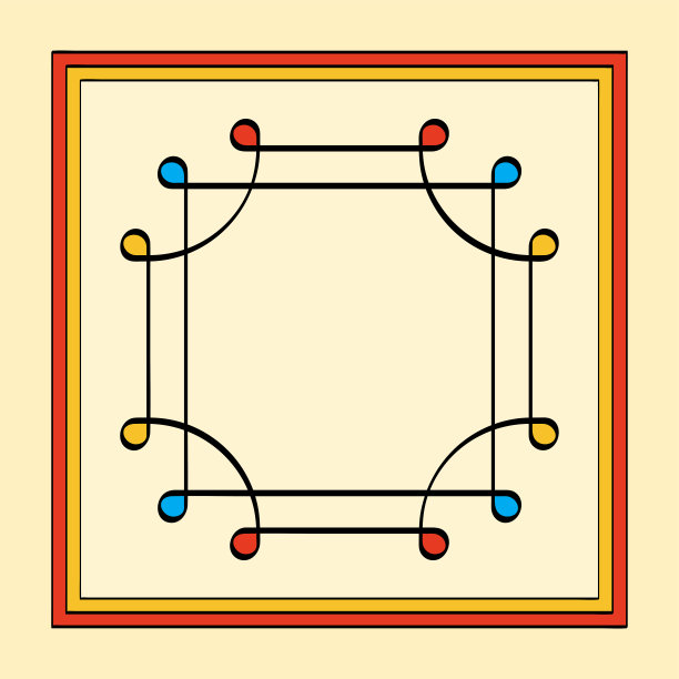 彩色泰国颜特拉，重叠的方块与环形的角落图片下载