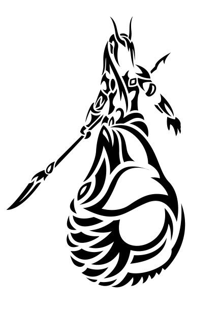 部落纹身艺术与程式化的黑色美人鱼图片下载