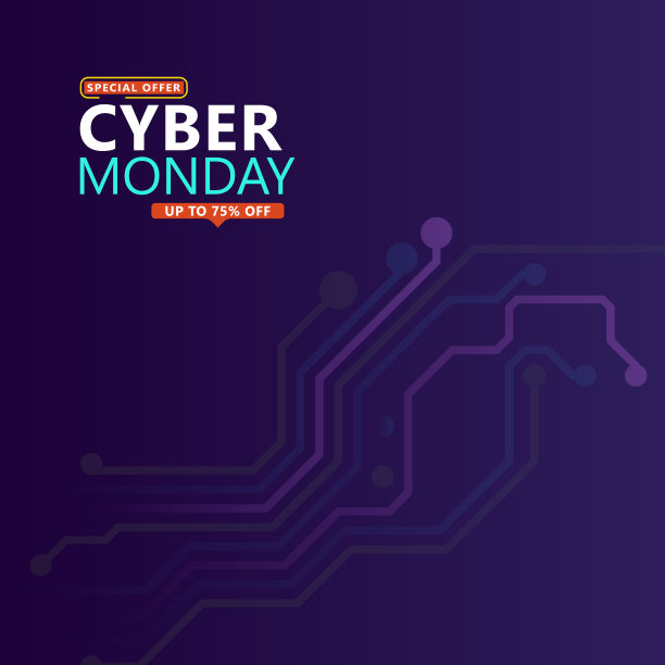 有电路板背景的网络星期一销售。促销网上销售活动。矢量图图片下载