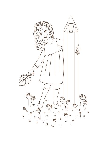 拿着铅笔的女学生。图片下载