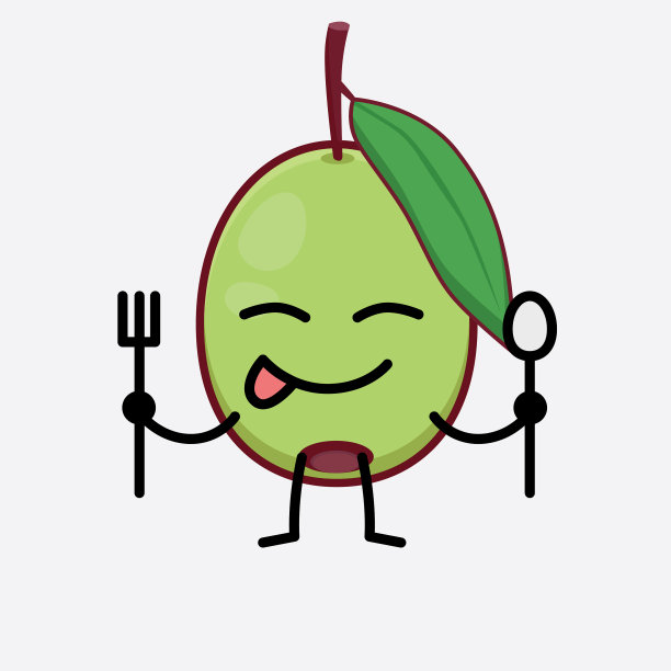 可爱的橄榄水果性格与简单的脸手图片下载