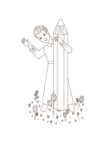 拿着铅笔的男生。图片下载