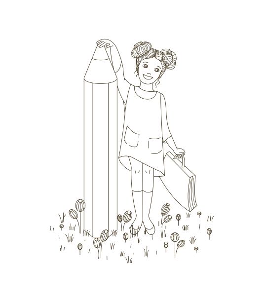 拿着铅笔的女学生。图片下载