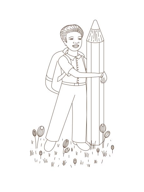 拿着铅笔的男生。图片下载