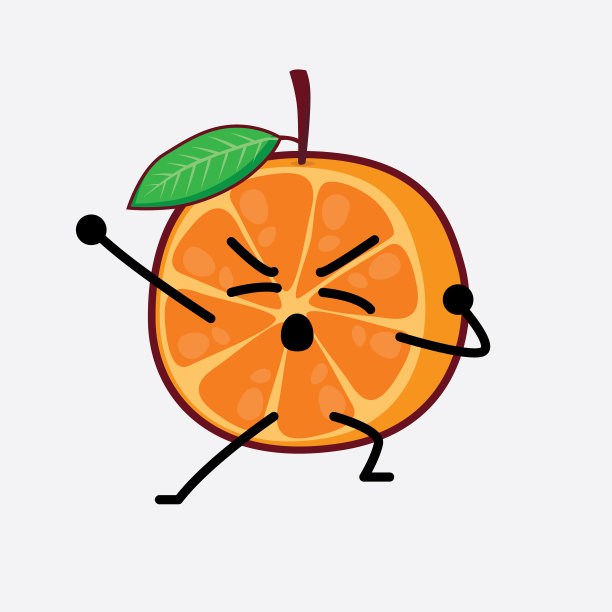 切成薄片的橙色可爱的人物与简单的脸图片下载