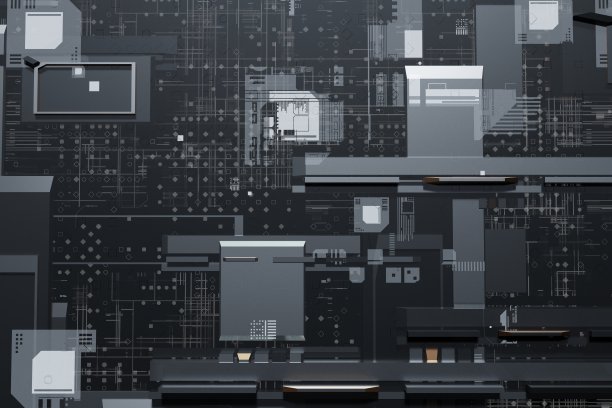 未来技术电路板背景3D渲染图片下载