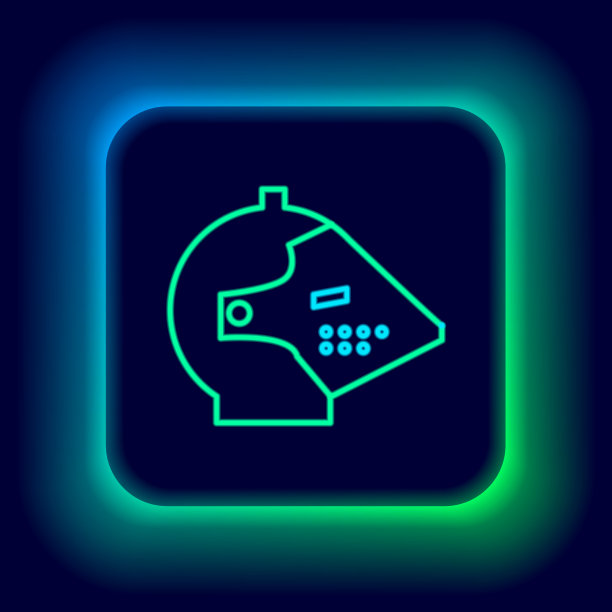 发光的霓虹线中世纪的铁头盔为头部图片下载