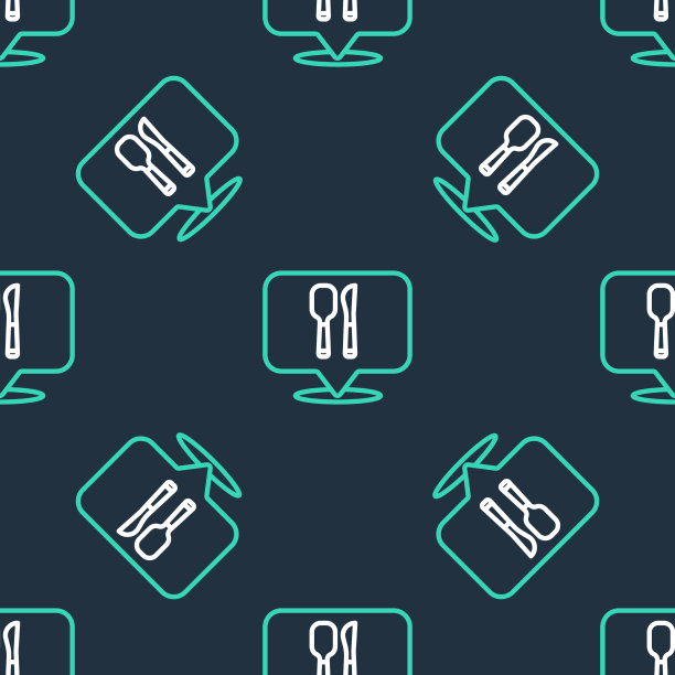 线咖啡馆和餐厅位置图标孤立图片下载