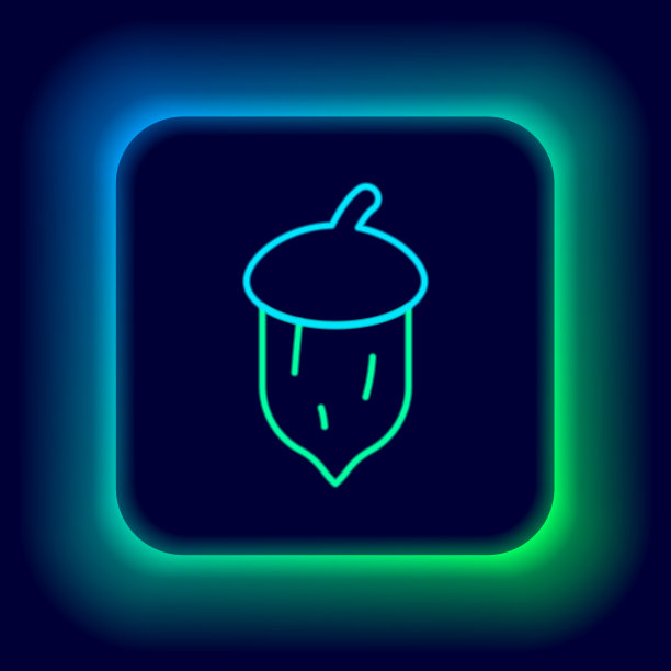 发光霓虹线橡子橡树坚果种子图标图片下载