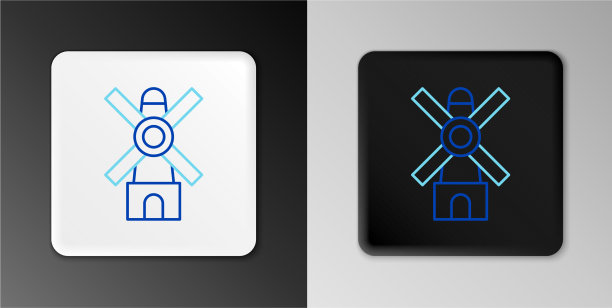 线风车图标孤立在灰色背景图片下载