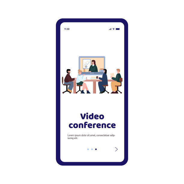 在线视频会议登录页面，卡通矢量插图。图片下载
