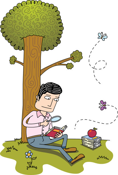 在一棵小树下读书图片下载