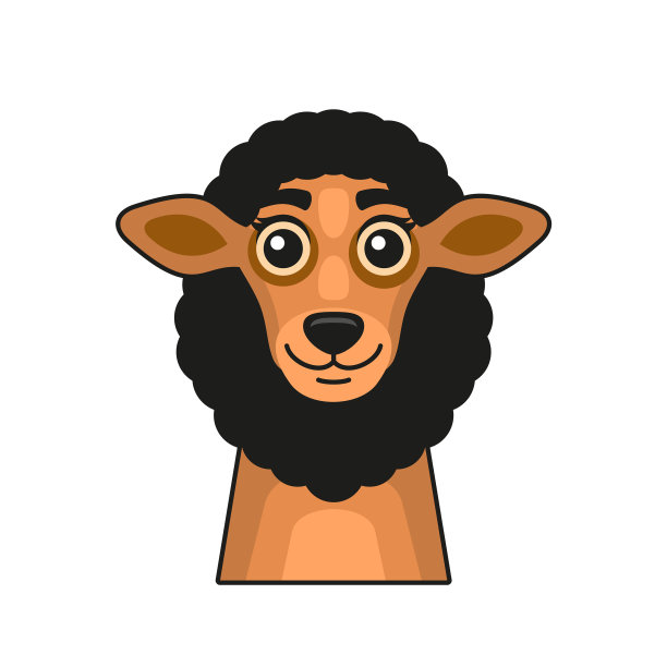 可爱的羊脸卡通风格的白色背景图片下载