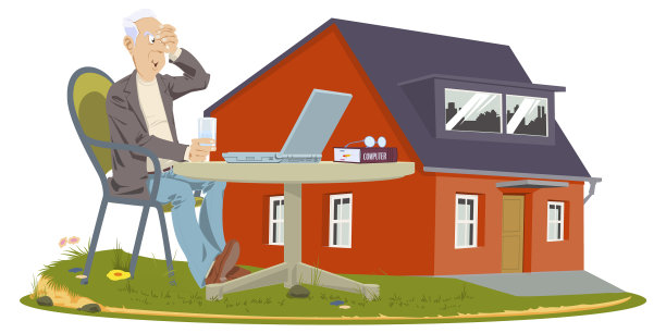 老年人用笔记本电脑工作退休人员和图片下载