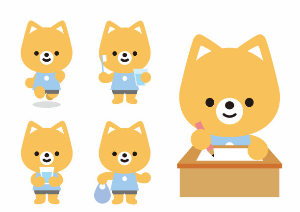 各种动物插图(兔子、熊、猫、老鼠、海狗、狮子、熊猫)图片下载