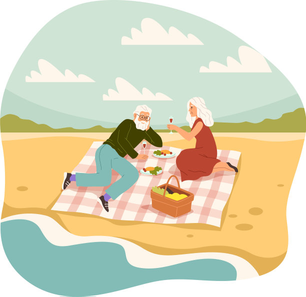 老人和老人浪漫野餐图片下载