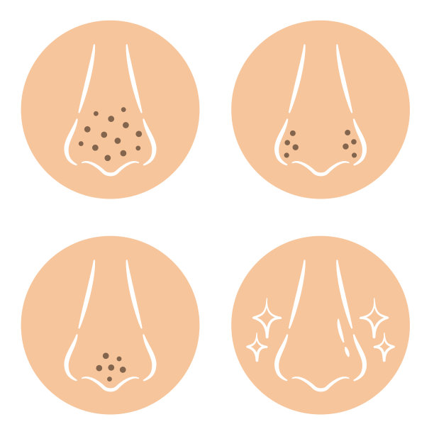 插图套脏鼻子毛孔，手绘风格线描图片下载