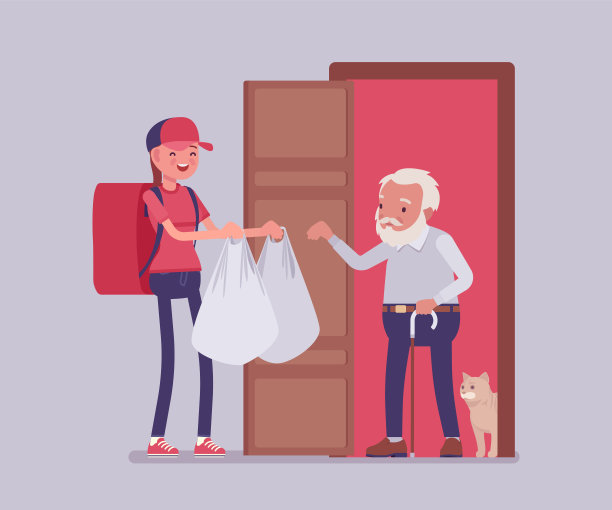 老年人社会支持，老年人护理，家庭食品配送服务图片下载