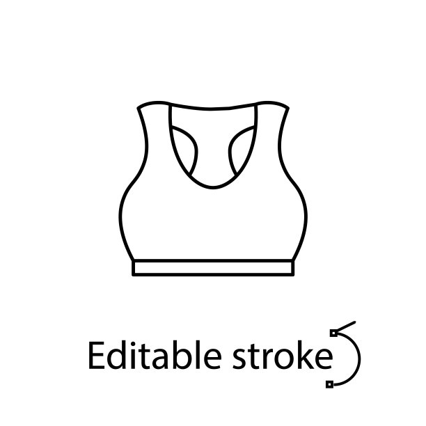 运动文胸轮廓图标。健身的衣服。家居服、睡衣。可自定义的线性轮廓符号。可编辑的中风图片下载