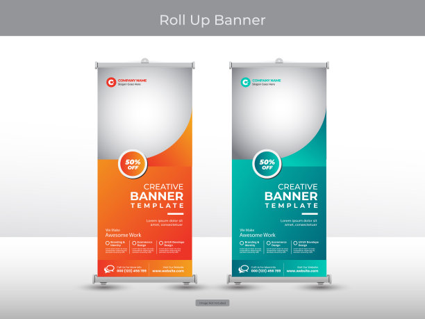 企业卷起横幅或传单社交媒体张贴模板图片下载