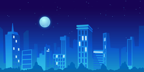 傍晚城市全景房屋建筑在远处图片下载