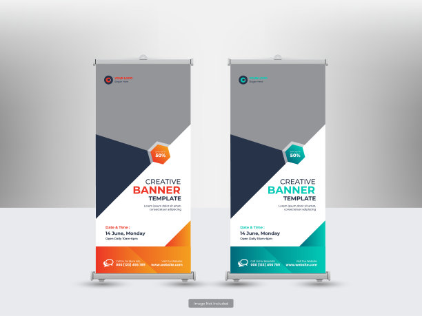 公司卷起横幅或传单社交媒体张贴模板图片下载