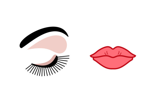 睫毛,嘴唇。化妆标志在白色的背景图片下载